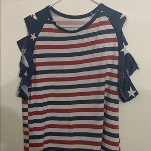 Ripped Sleeve American Shirt